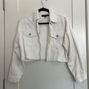 F21: Ribbed White Cropped Jacket